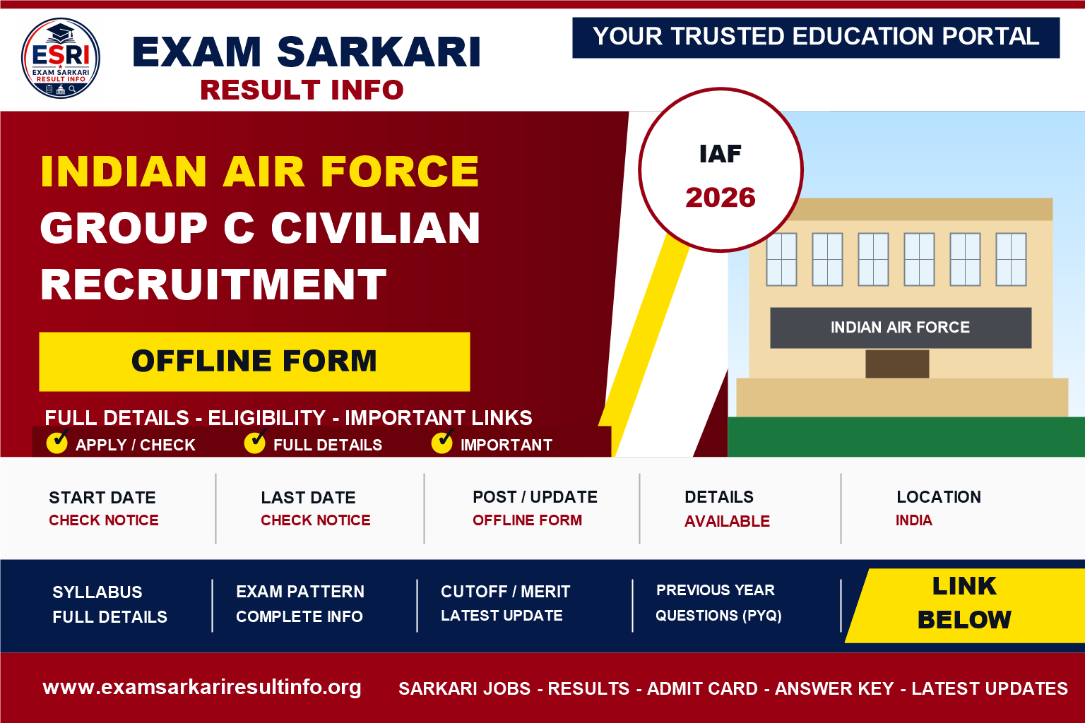 IAF Group C Civilian Recruitment 2026 : Short Details post details image